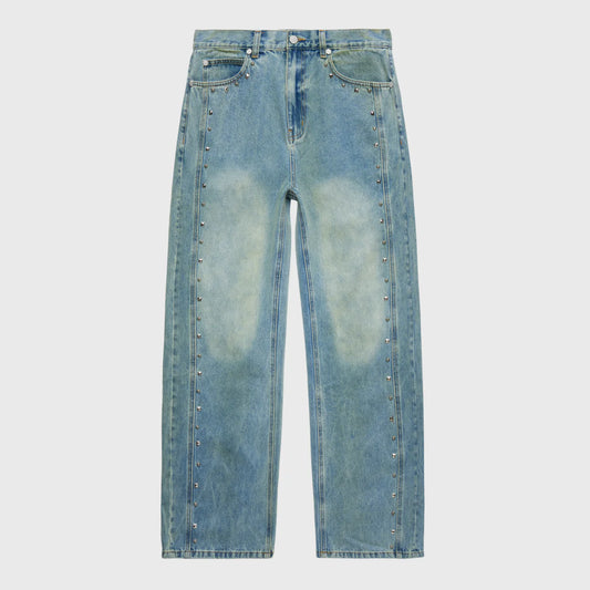 HOMME FEMME - STUDDED DENIM JEANS (BLUE)
